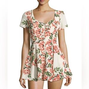 On The Road Cream and Red Floral Romper